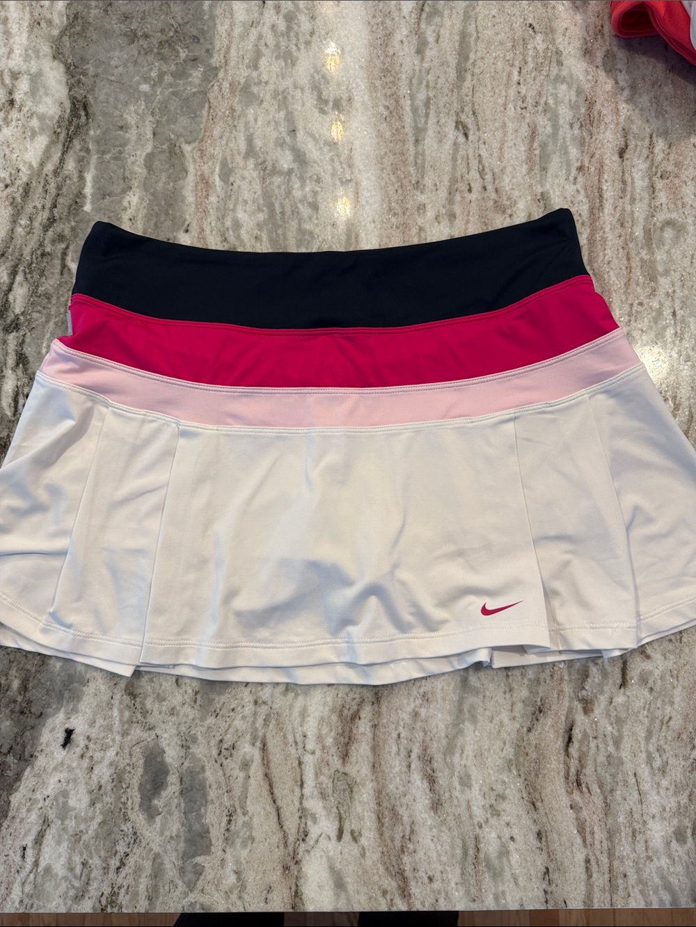 Nike White Tennis Skirt with Black, Hot Pink and Light Pink Waistbands